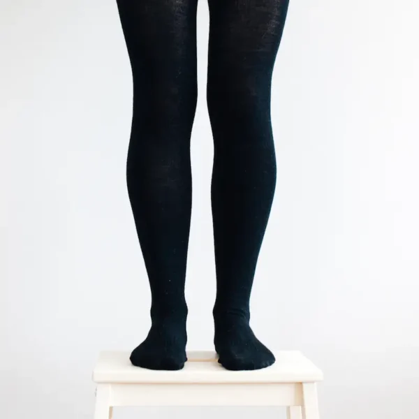 collant en mérinos femme noire