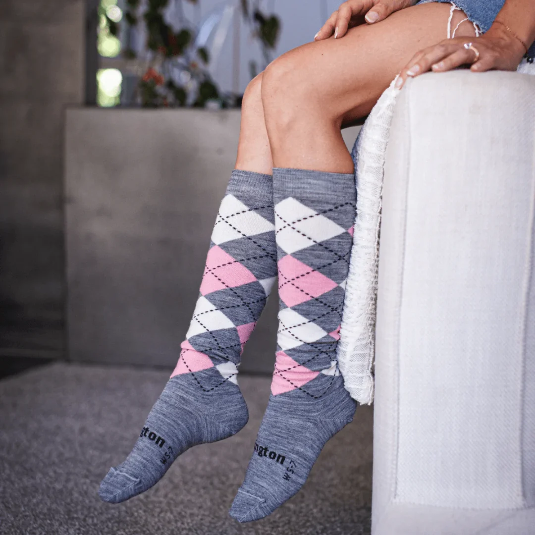 chaussettes en laine mérinos hautes femme rose