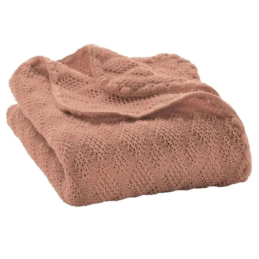 Couverture en 100% laine bio rose Disana