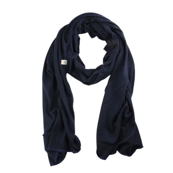 écharpe en laine mérinos femme bleu marine Alpes du Sud Mérinos