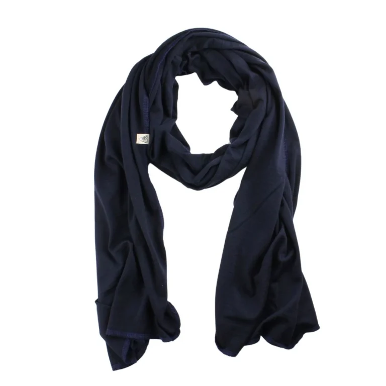 écharpe en laine mérinos femme bleu marine Alpes du Sud Mérinos